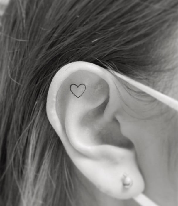 heart ear tattoo